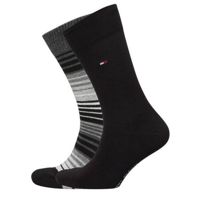 Tommy Hilfiger Effen gestreepte sokken heren (set van 2) UTNA976_blackgrey large