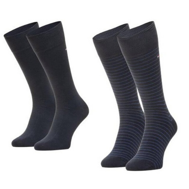Tommy Hilfiger Effen gestreepte sokken heren (set van 2) UTNA974_navy large