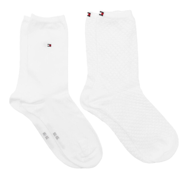 Tommy Hilfiger Dames effen katoen blend sokken (set van 2) UTNA989_white large
