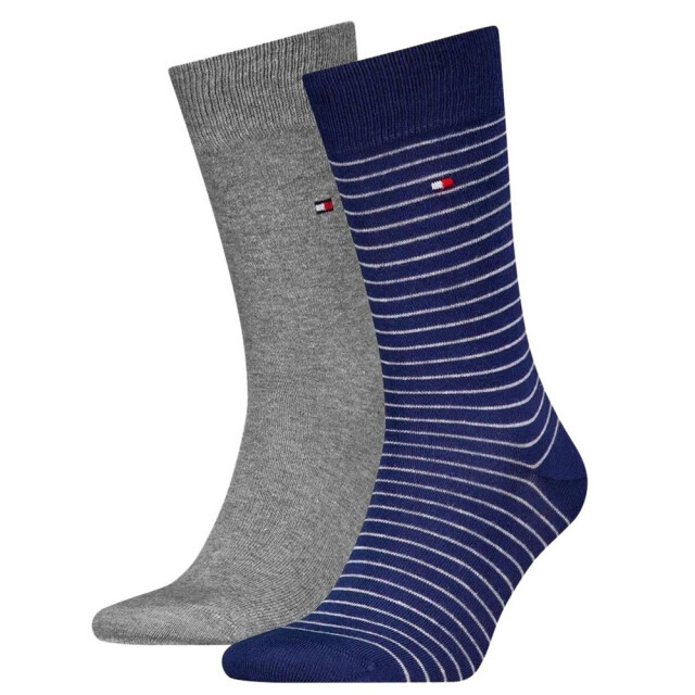 Tommy Hilfiger Effen gestreepte sokken heren (set van 2) UTNA974_navygrey large
