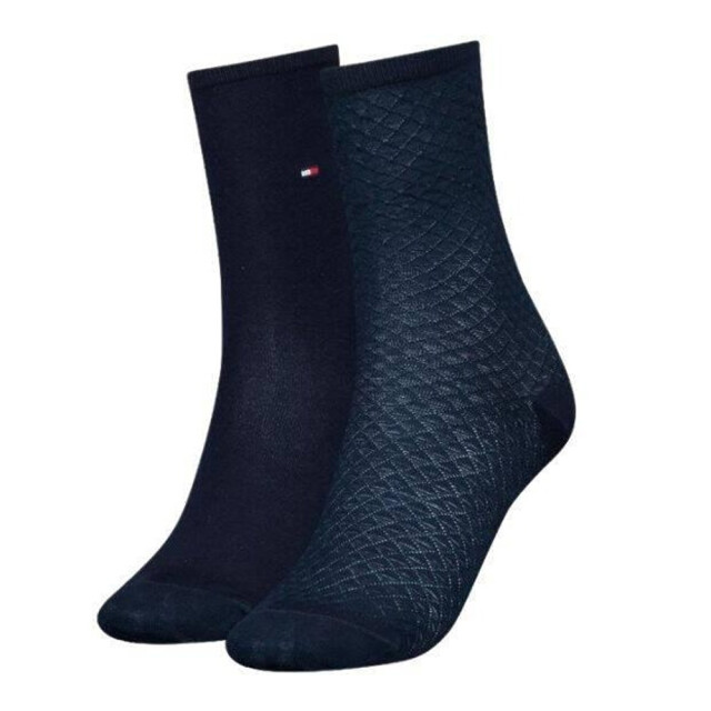 Tommy Hilfiger Dames effen katoen blend sokken (set van 2) UTNA989_navy large