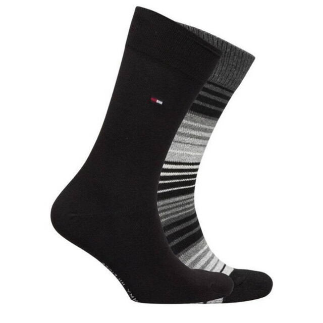 Tommy Hilfiger Effen gestreepte sokken heren (set van 2) UTNA976_blackgrey large
