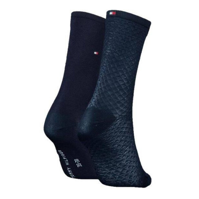 Tommy Hilfiger Dames effen katoen blend sokken (set van 2) UTNA989_navy large