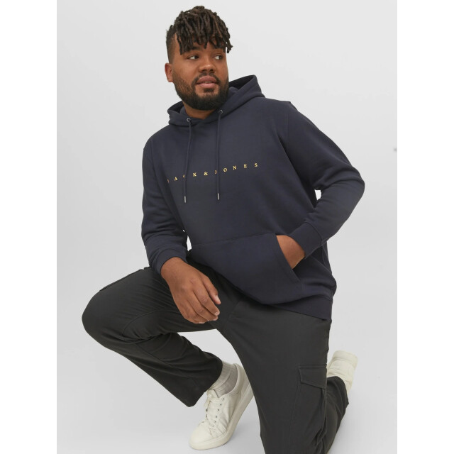 Jack & Jones Heren plus size hoodie jjestar donker 12243527-Black large