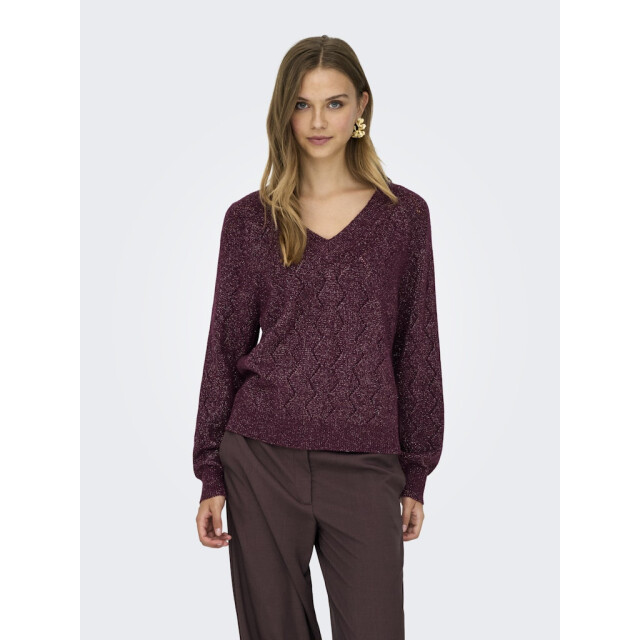 Jacqueline de Yong Jdyaspen life ls v-neck pullover knt bordeaux 4219.47.0004 large