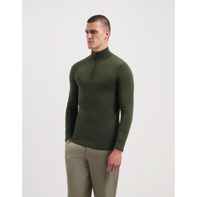 Saint Steve Cas 19480 60027 deep forest green heren trui met half zip  60027 Deep Forest Green/CAS 19480 large