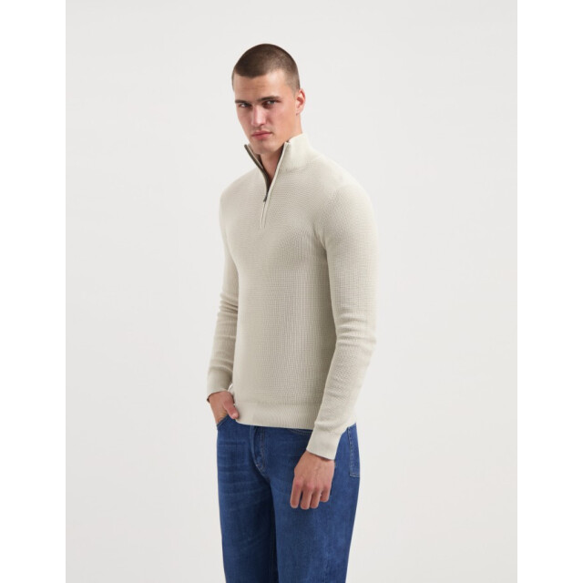 Saint Steve Dominic 240906 90006 stone kleur heren trui met halfzip 90006 Stone/DOMINIC 240906 large