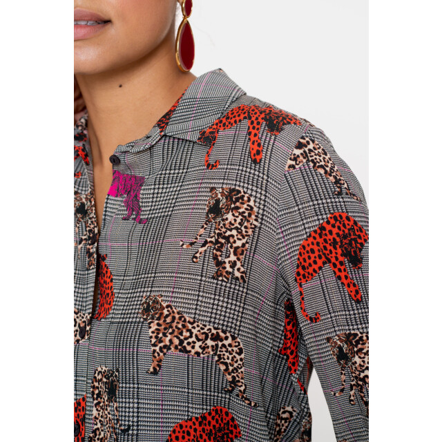 Geisha blouse print animal lurex 53756-20 420 pink orange 06615.615.0072 large