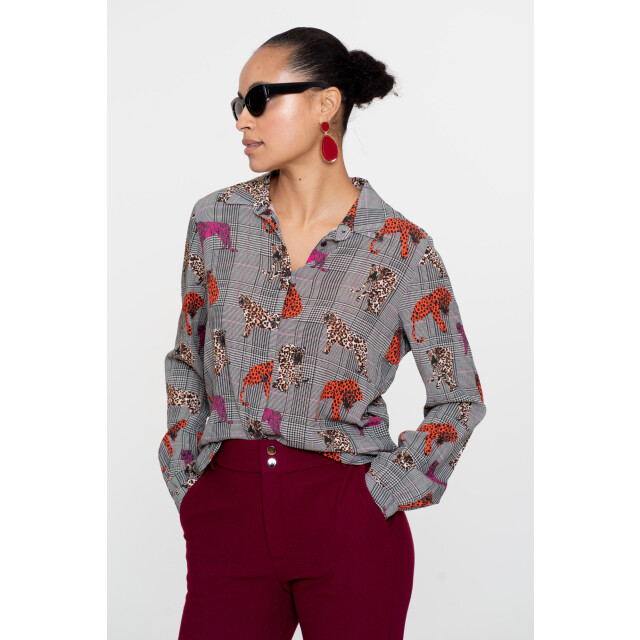 Geisha blouse print animal lurex 53756-20 420 pink orange 06615.615.0072 large