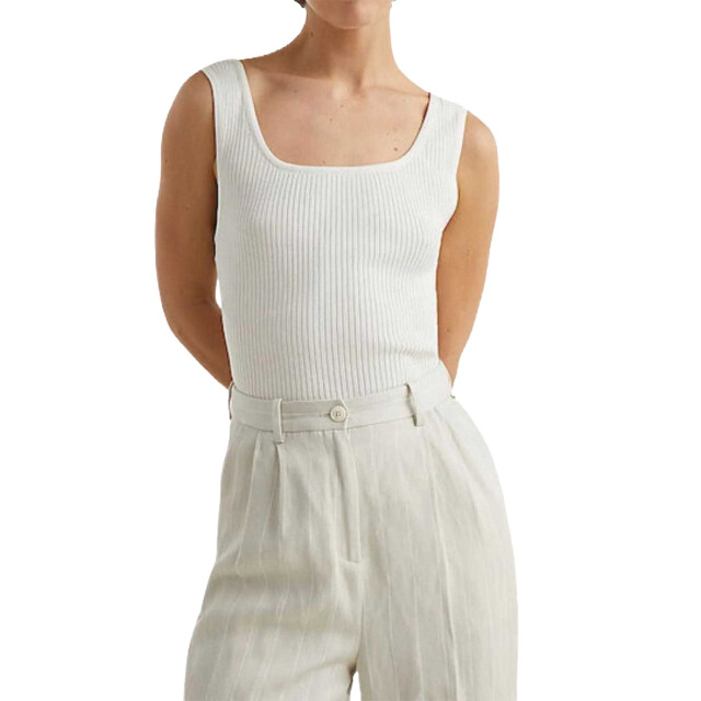 Tommy Hilfiger Dames geribbelde vierkante hals tanktop UTNA177_ecru large