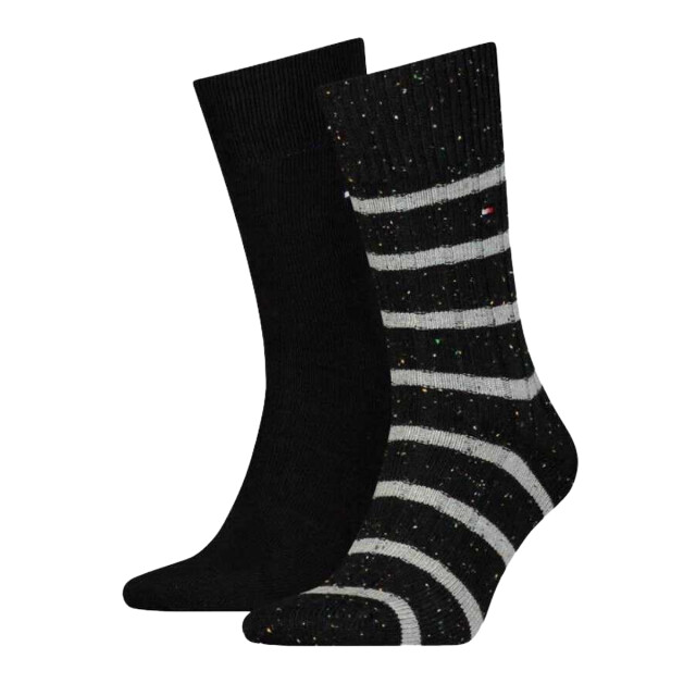 Tommy Hilfiger Heren gestreepte sokken (set van 2) UTNA105_black large