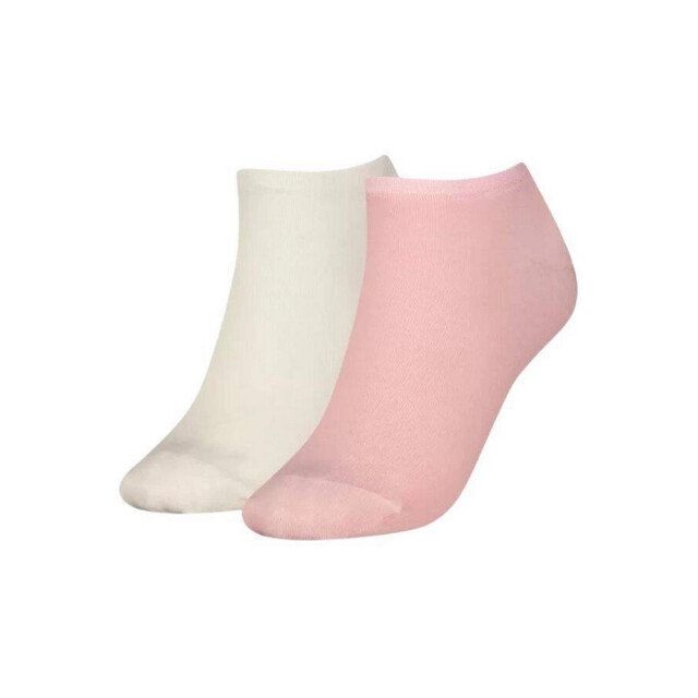 Tommy Hilfiger Dames enkel sokken met geborduurd logo (set van 2) UTNA1102_whitepink large
