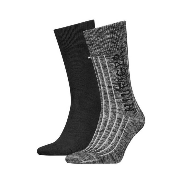 Tommy Hilfiger Heren gestreepte sokken (set van 2) UTNA900_blackgrey large