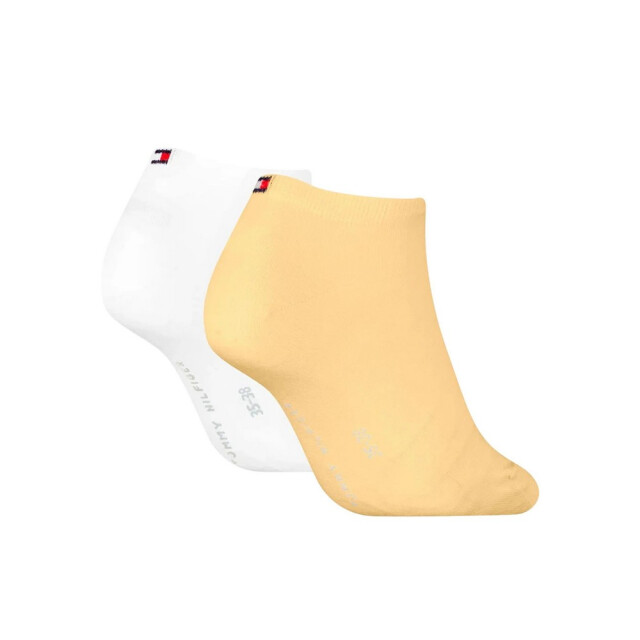Tommy Hilfiger Dames enkel sokken met geborduurd logo (set van 2) UTNA1102_whiteyellow large