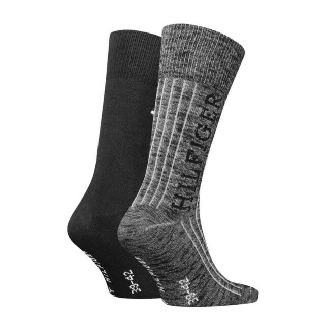Tommy Hilfiger Heren gestreepte sokken (set van 2) UTNA900_blackgrey large