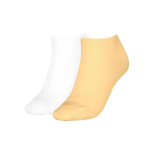 Tommy Hilfiger Dames enkel sokken met geborduurd logo (set van 2) UTNA1102_whiteyellow large