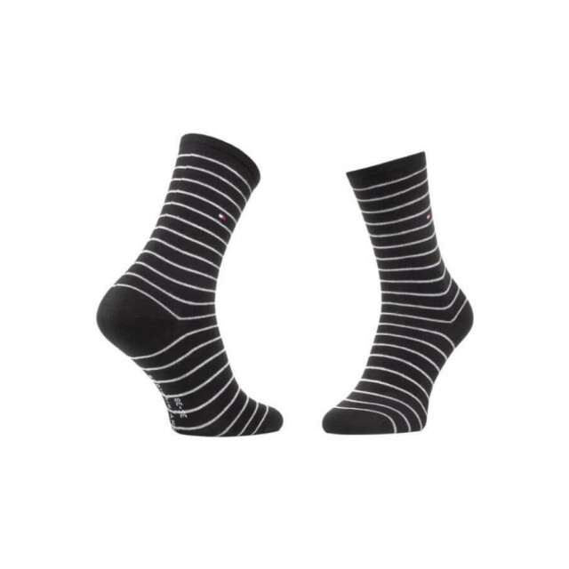 Tommy Hilfiger Dames effen gestreepte sokken (set van 2) UTNA971_black large