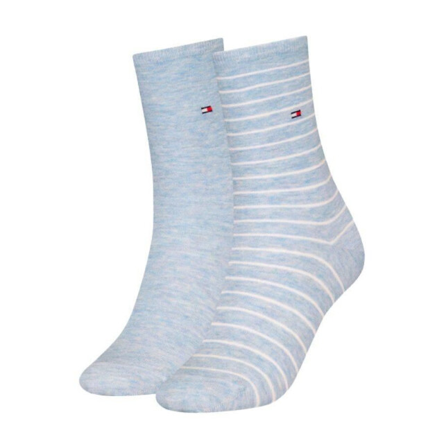 Tommy Hilfiger Dames effen gestreepte sokken (set van 2) UTNA971_powderblue large