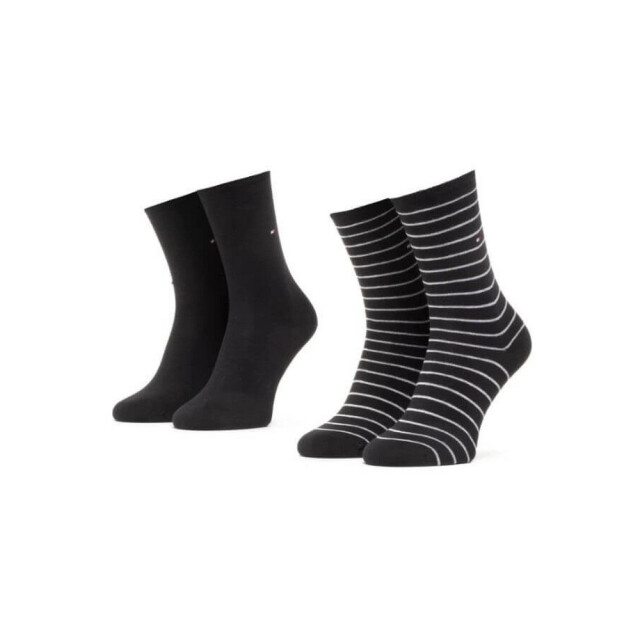 Tommy Hilfiger Dames effen gestreepte sokken (set van 2) UTNA971_black large