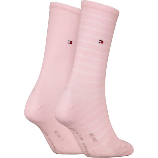 Tommy Hilfiger Dames effen gestreepte sokken (set van 2) UTNA971_pink large