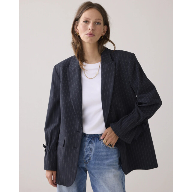 Summum 1s1263-12258 495 blazer boyfriend pinstripe midnight blue 1s1263-12258 495 large
