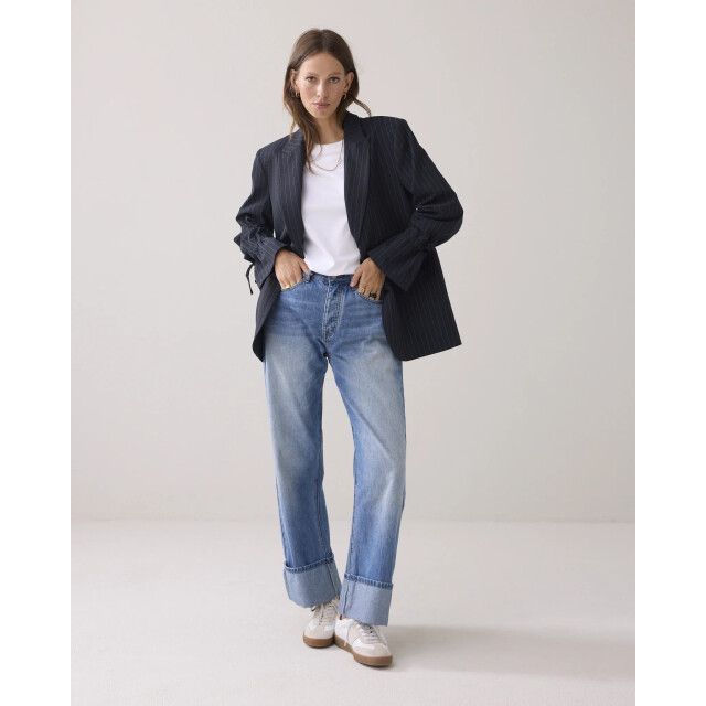 Summum 1s1263-12258 495 blazer boyfriend pinstripe midnight blue 1s1263-12258 495 large