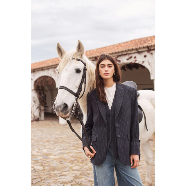 Summum 1s1263-12258 495 blazer boyfriend pinstripe midnight blue 1s1263-12258 495 large