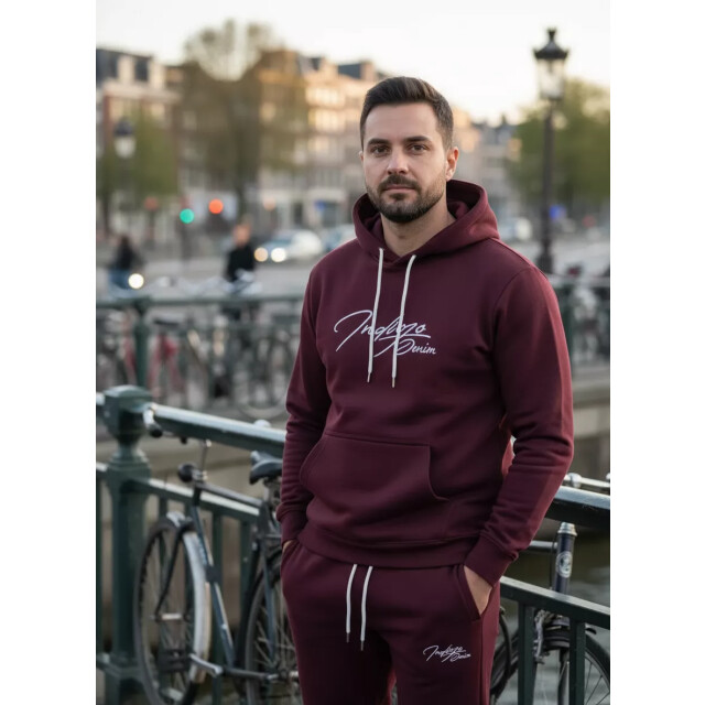 Indigo Denim Denim joggingpak heren bordeaux ID056 large