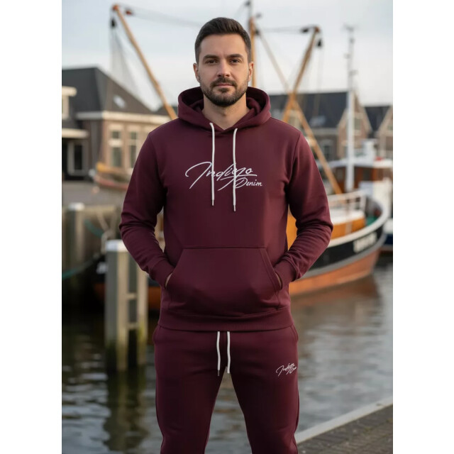 Indigo Denim Denim joggingpak heren bordeaux ID056 large