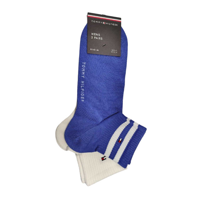 Tommy Hilfiger Heren contrast gestreepte enkelsokken (set van 2) UTNA1080_bluewhite large