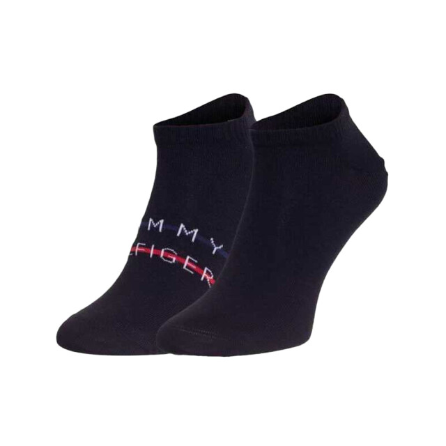 Tommy Hilfiger Heren contrast gestreepte enkelsokken (set van 2) UTNA716_black large