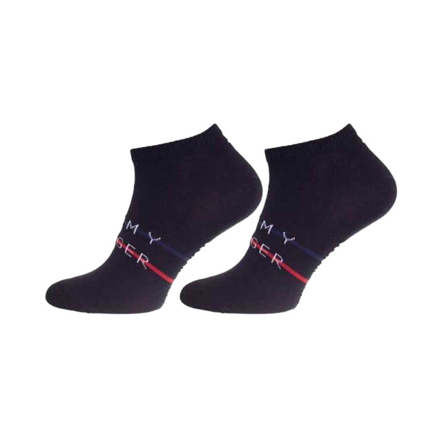 Tommy Hilfiger Heren contrast gestreepte enkelsokken (set van 2) UTNA716_black large