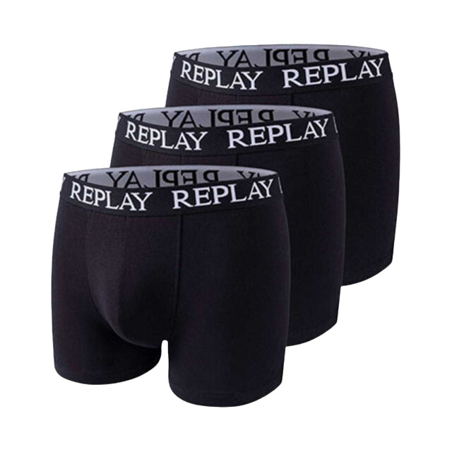 Replay Heren boxershort met gestikt gulpdetail logo (set van 3) UTNA499_black large