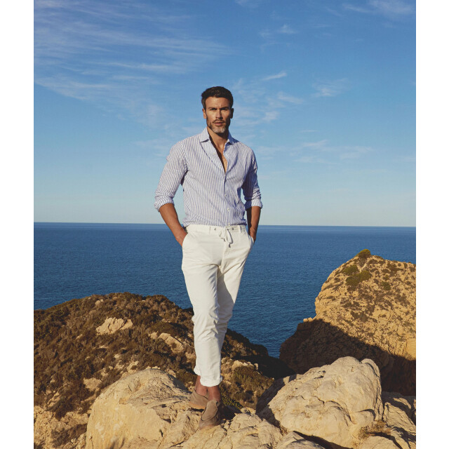 Blue Industry Het gestreepte katoenen overhemd | 5114.51-NAVY large