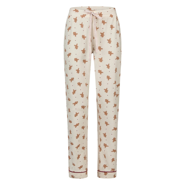 Happy Shorts Dames kerst pyjama set shirt + broek rood/wit gingerbread HS-1202-HSW-25-5 large
