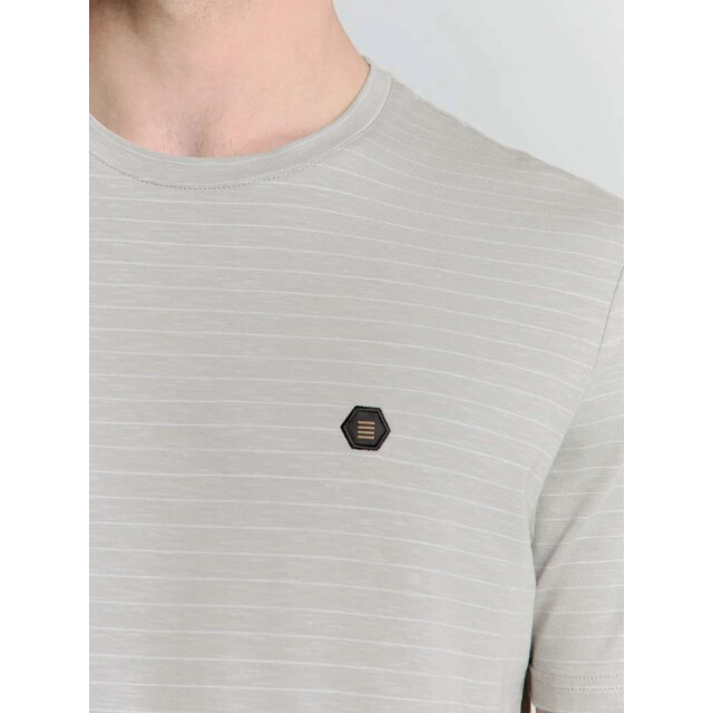 No Excess T-shirt crewneck small pin stripe mid grey 27360390-180 large