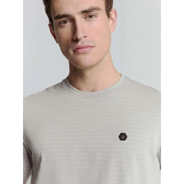 No Excess T-shirt crewneck small pin stripe mid grey 27360390-180 large