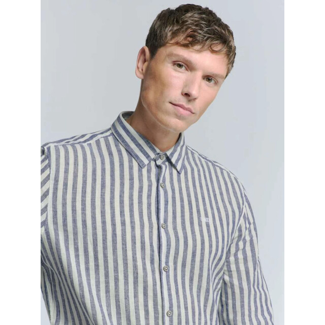 No Excess Shirt verical big stripes with line indigo blue 27470224SN-136 large