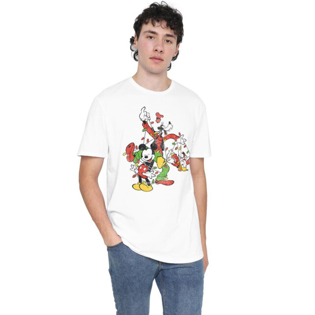 Disney Heren mickey & friends feeënlichtjes kerst t-shirt UTTV5270_white large