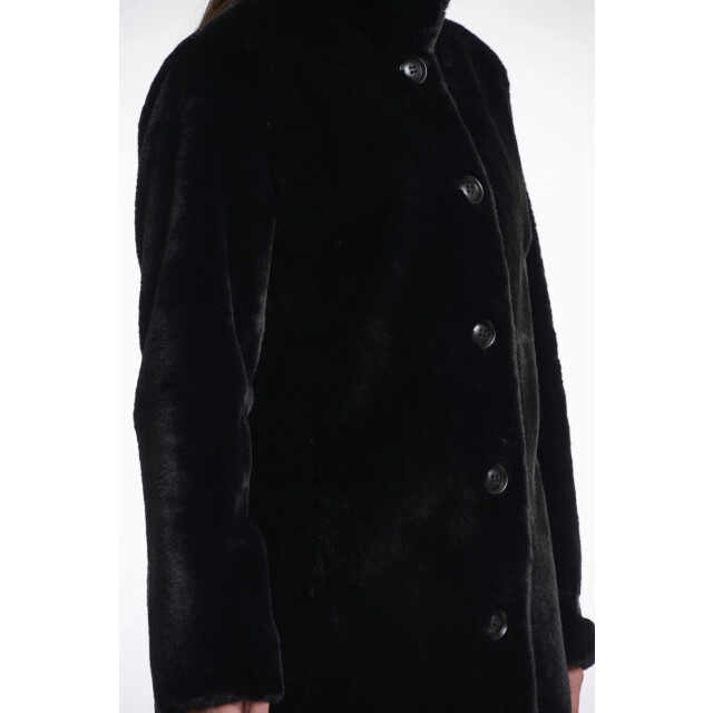 Rino & Pelle Nonna.7002511 single breasted fake fur coat black Nonna.7002511 Black large