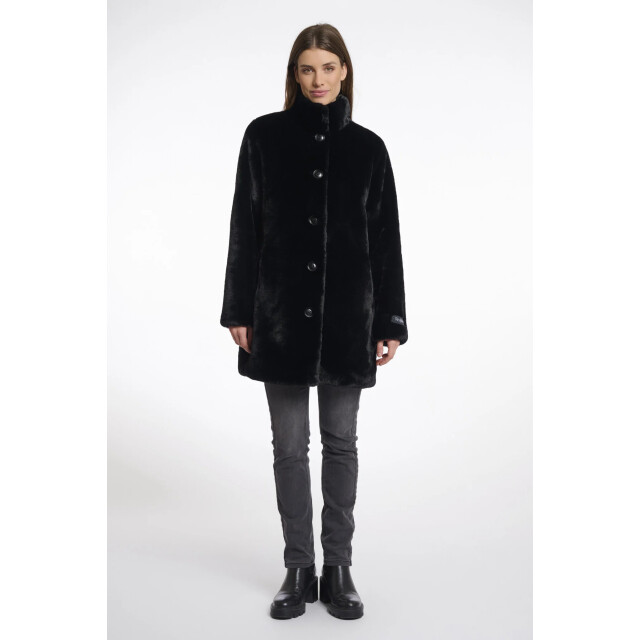 Rino & Pelle Nonna.7002511 single breasted fake fur coat black Nonna.7002511 Black large