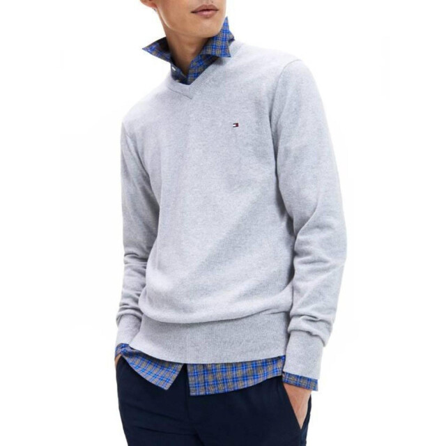 Tommy Hilfiger Heren sweater top katoenmix v hals UTNA544_grey large