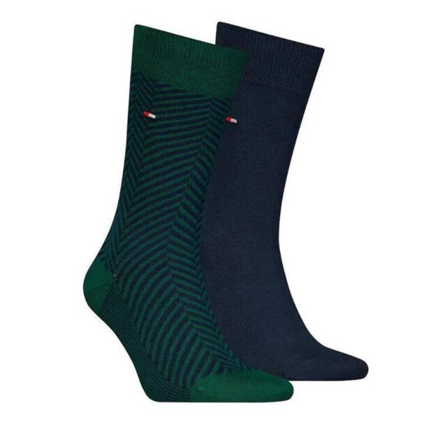 Tommy Hilfiger Heren contrast gestreepte sokken (set van 2) UTNA1118_navygreen large