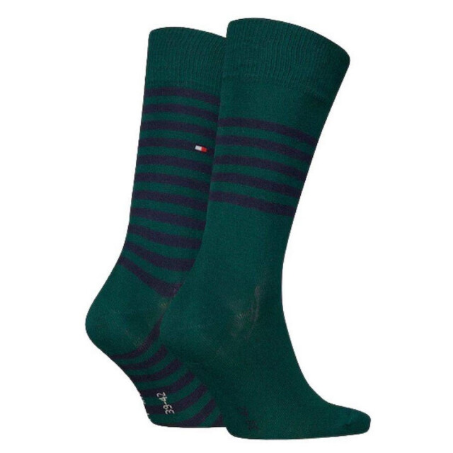 Tommy Hilfiger Heren contrast gestreepte sokken (set van 2) UTNA1114_green large