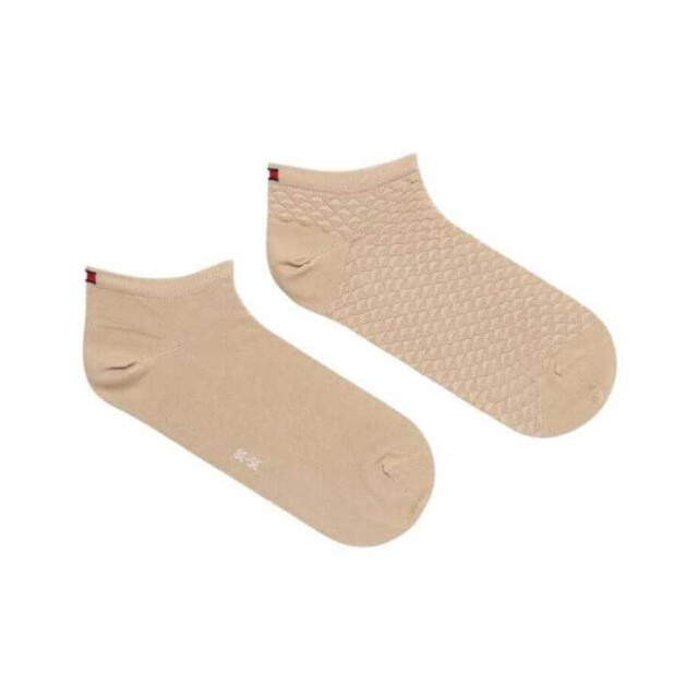 Tommy Hilfiger Dames effen enkelsokken met textuur (set van 2) UTNA697_beige large