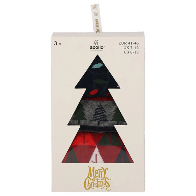 Apollo Heren kerstsokken giftbox 3-pack print 000120994004-ASS1-Comb large