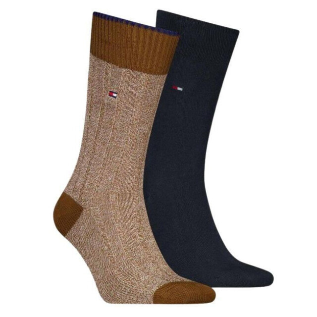 Tommy Hilfiger Sokken met contrastdetail voor heren (set van 2) UTNA1120_navybrown large