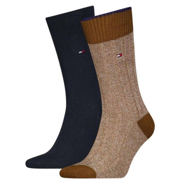 Tommy Hilfiger Sokken met contrastdetail voor heren (set van 2) UTNA1120_navybrown large
