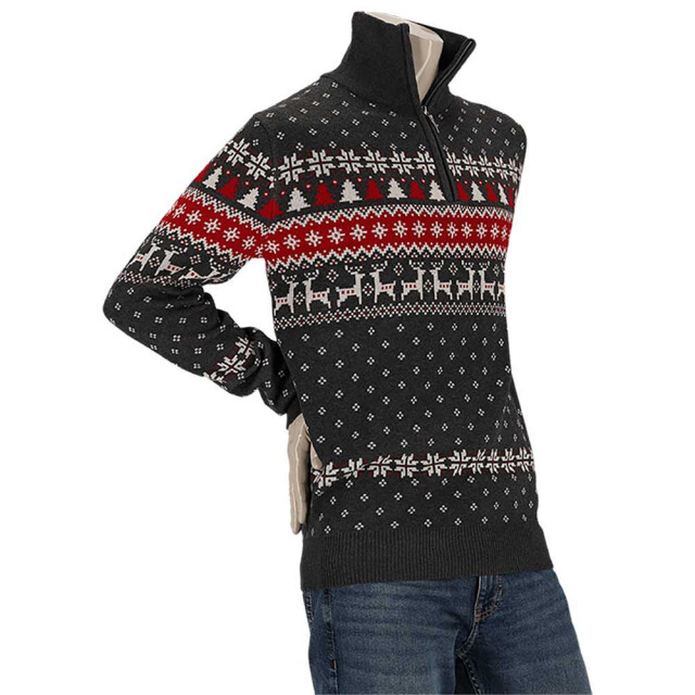 Apollo Heren kersttrui zip met kerst print grijs 000166999006-CombA large