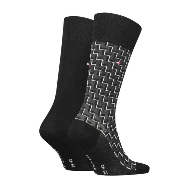 Tommy Hilfiger Zig zag sokken heren (set van 2) UTNA773_black large